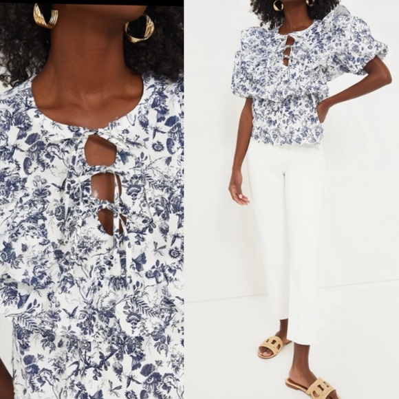 Tuckernuck Hyacinth House Navy Floral Ruffle Nadia Blouse Size Small NEW - Picture 11 of 11